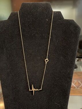Sterling Silver Gold Tone Heart & Heartbeat Pendant Necklace - Women Jewelry